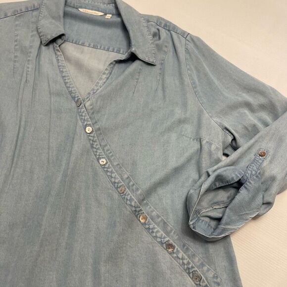 Soft Surroundings Asymmetrical Denim Wash Tencel Chambray Tunic Plus Size 2X - Picture 2 of 8
